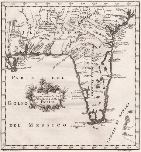 antique map of Florida from 1763